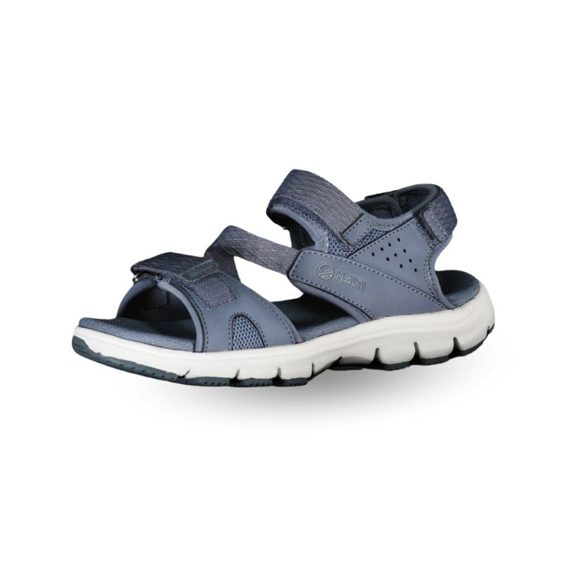 Halti Resa Naisten Sandaali on harmaa tarranauhalla ja paksulla valkoisella pohjalla - ihanteellinen kesäiseen ulkoiluun.