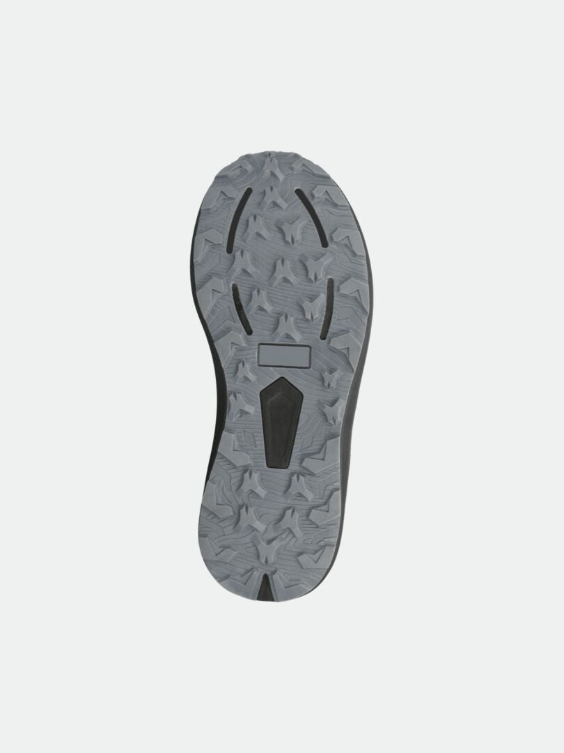 Halti Rapid DX Mid Ulkoilukenkä Miesten harmaa pohja, jossa on kuvioitu kulutuspinta, alhaalta kuvattuna valkoisella pohjalla.