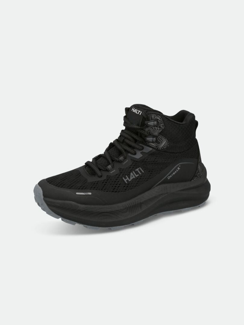 Halti Rapid DX Mid Ulkoilukenkä Naisten on musta mesh high-top, täydellinen kevyt kenkä aktiiviseen ulkoiluun.