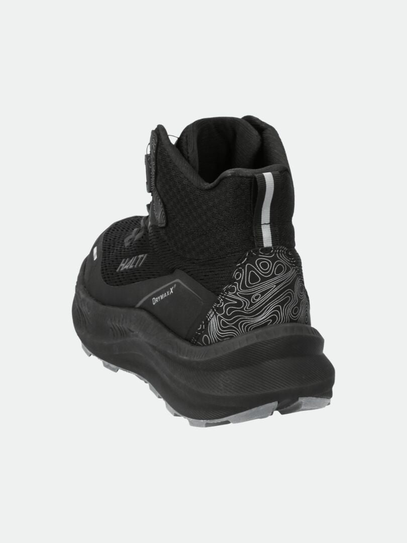 Halti Rapid Mid Mid Freelock DX Ulkoilukenkä Unisex: musta urheilukenkä, jossa on mesh, kuvioitu kantapää ja vedenpitävä DrymaxX.