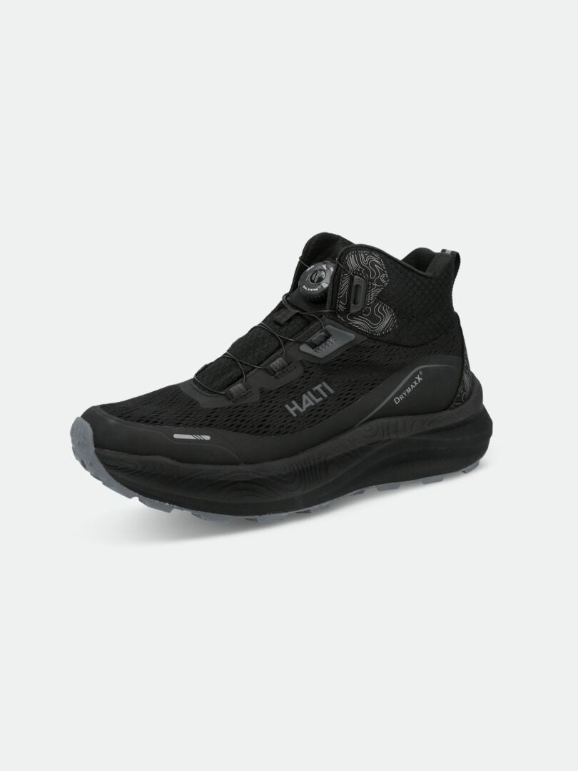 Halti Rapid Mid Freelock DX Ulkoilukenkä Unisex: musta, mesh yläosa, paksu pohja, vedenpitävä; kuvassa harmaa.