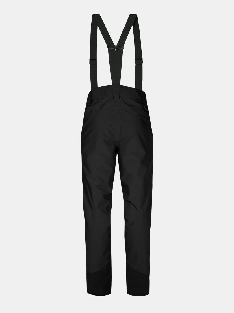 Halti Carvey II Short DX miesten lasketteluhousut, DrymaxX-materiaalia ja säädettävät henkselit, valkoisella taustalla.