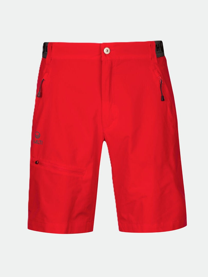 Halti Pallas Miesten X-stretch Lite shortsit, kirkkaanpunainen, polvipituinen, vetoketjutaskut, Active Dry-materiaali.