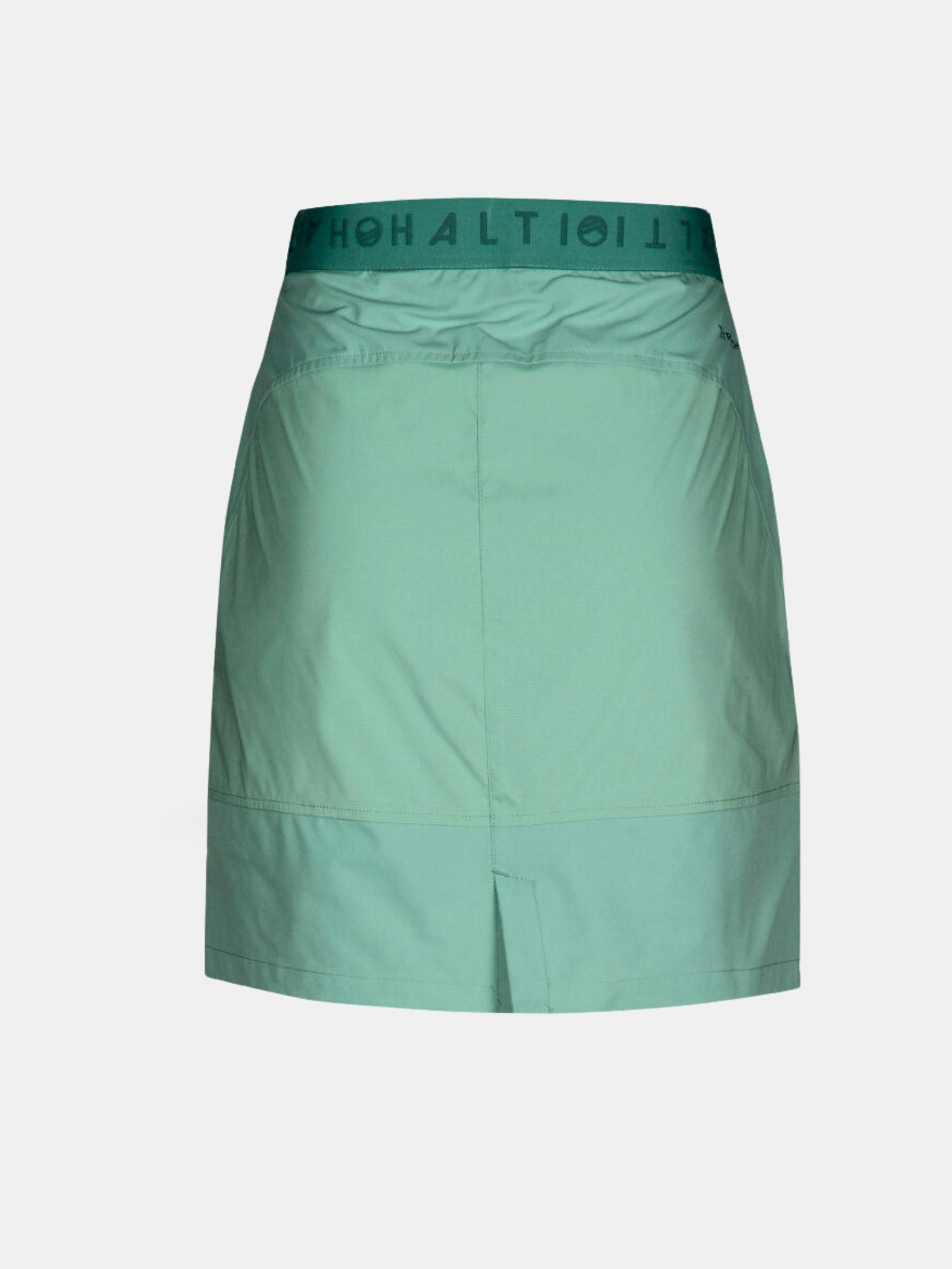 Halti Pallas Naisten Lite X-stretch -shortsit ovat vaaleanvihreät, ja niissä on tummanvihreä vyötärö ja Altitude Sports -logo.