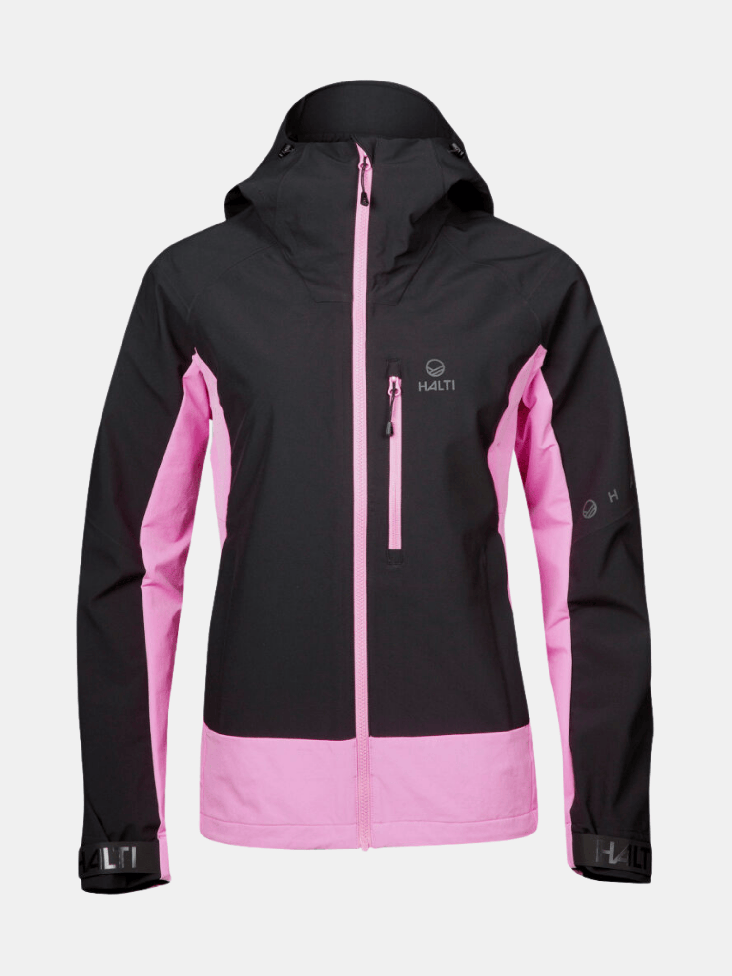 Halti Pallas Plus III Naisten Warm Hybriditakki on musta-vaaleanpunainen DrymaxX® -takki, joka sopii erinomaisesti retkeilyyn ja ulkoiluun.