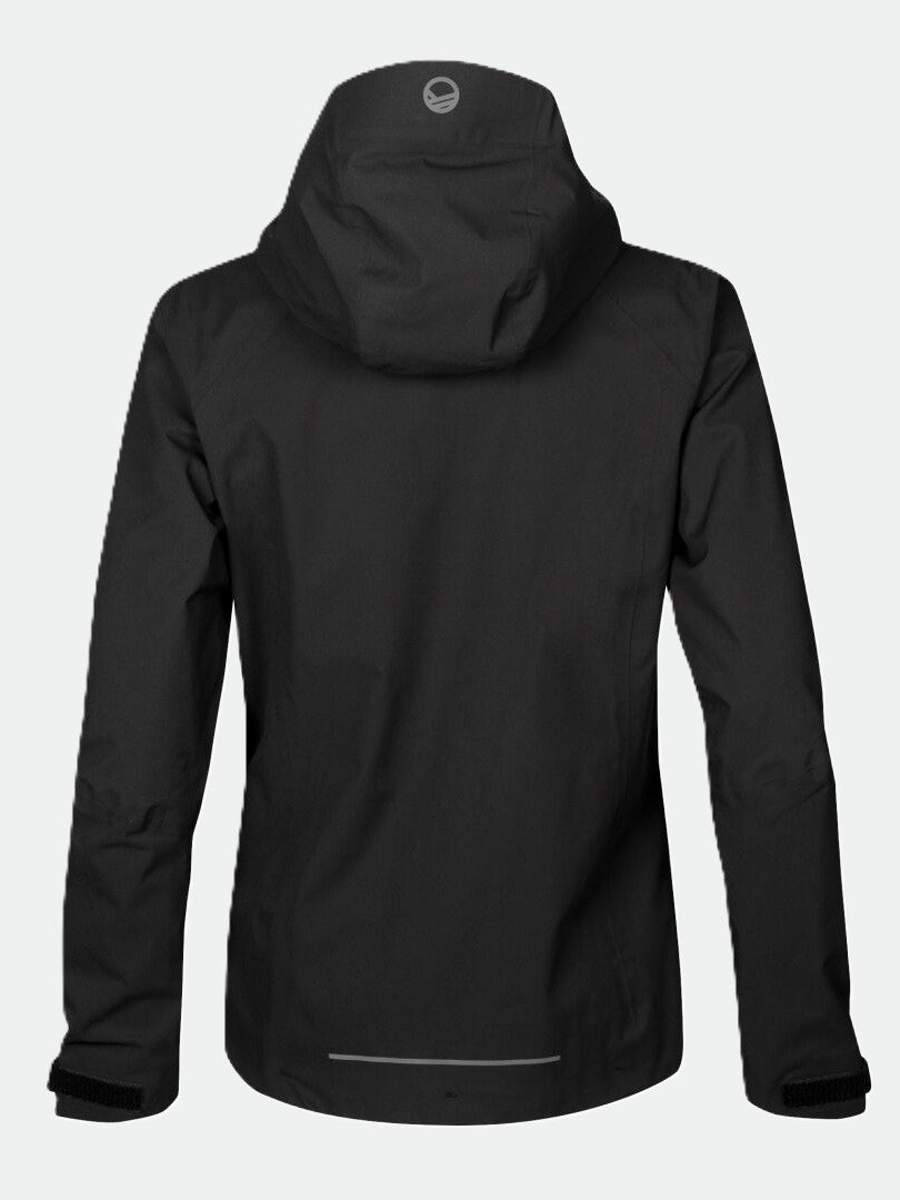 Halti Biegga Naisten DrymaxX Kuoritakki mustana, pieni yläosan logo ja säädettävät hihansuut.