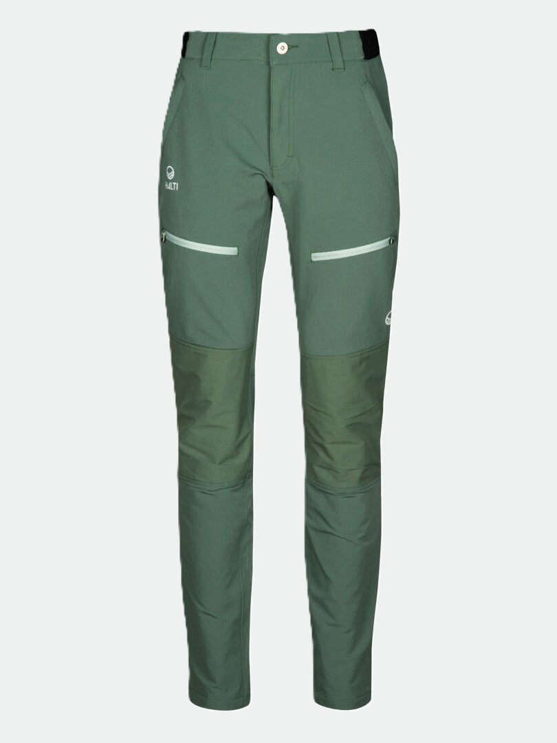 Halti Pallas III Warm X-stretch ulkoiluhousut naisille, vetoketjutaskuilla ja vahvistetuilla polvilla.