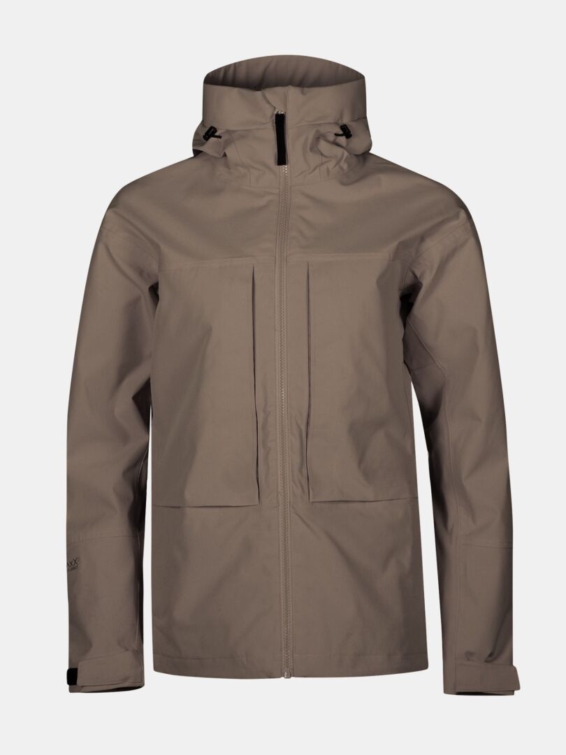 Halti Hiker II DX kuoritakki naisille, taupe, hupulla, vetoketjulla ja rintataskuilla - monipuolinen ulkoiluun.