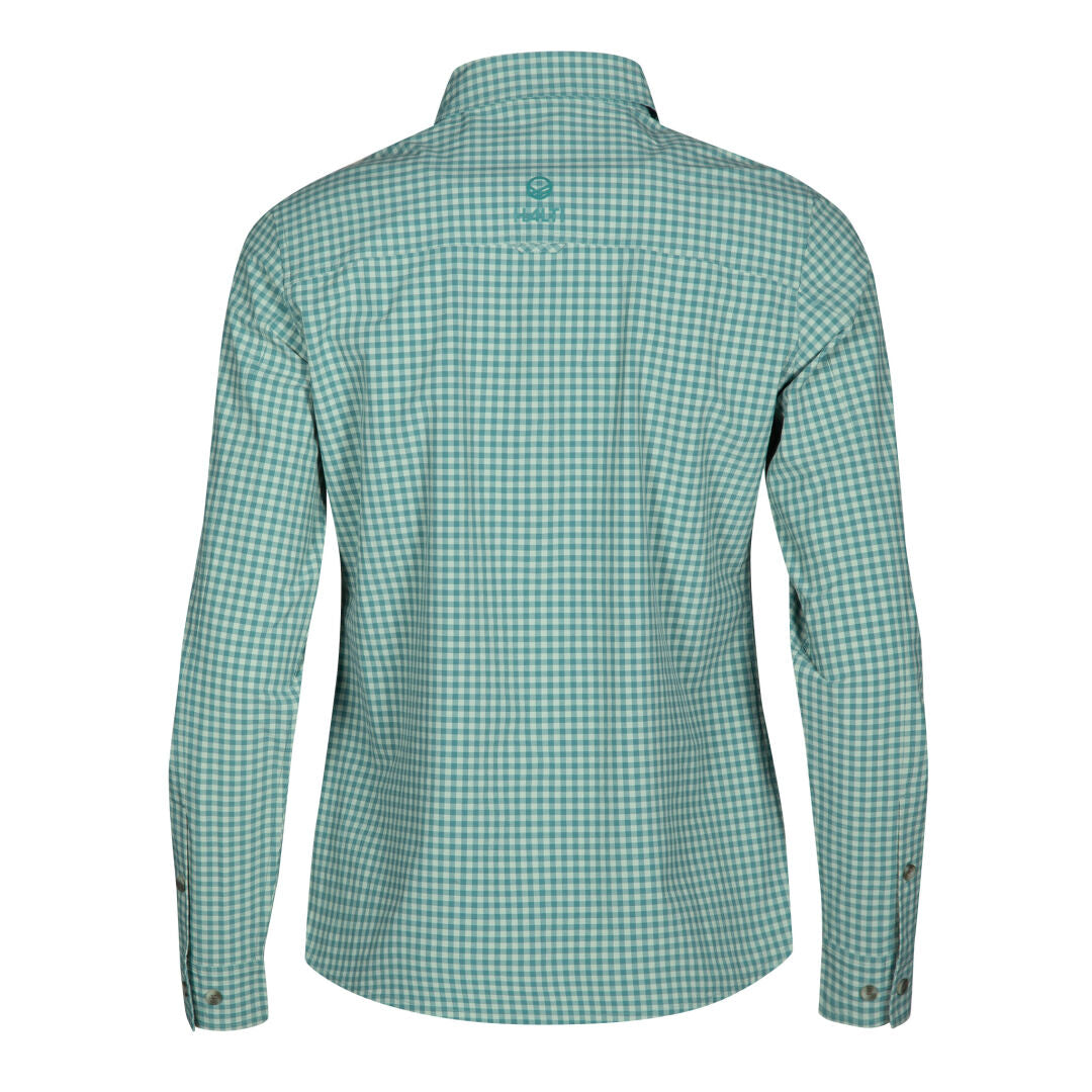 Halti Kota Pitkähihainen Ruutupaita Naisten on vihreä-valkoinen ruutupaita, joka sopii erinomaisesti ulkoiluun.