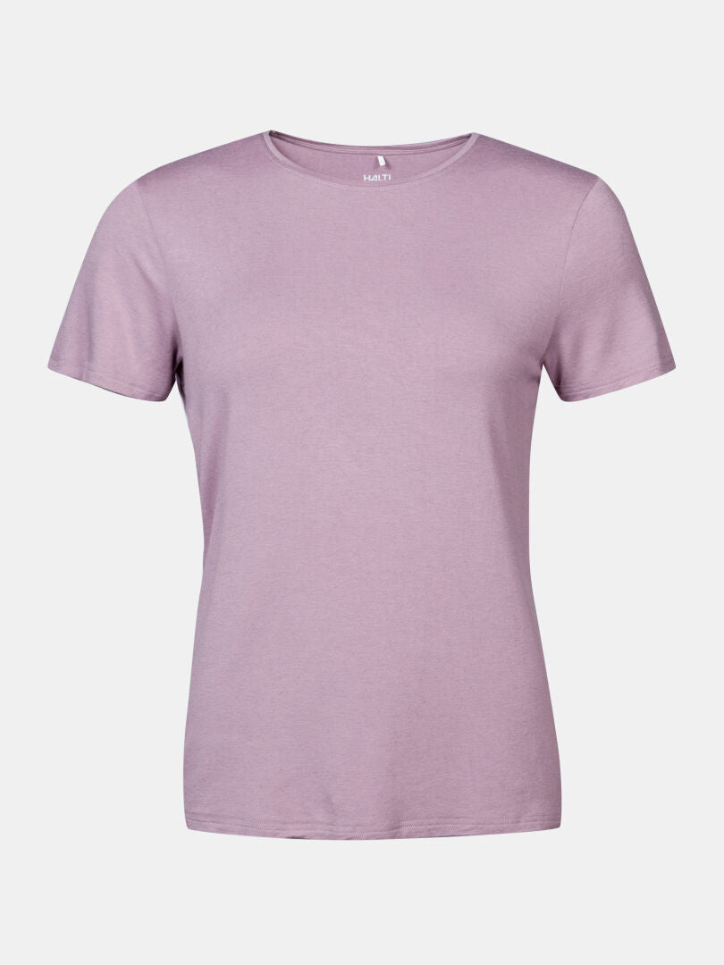 Halti Tuntu II Merino naisten t-paita, lyhythihainen ja vaaleanvioletti, sopii ulkoiluun.