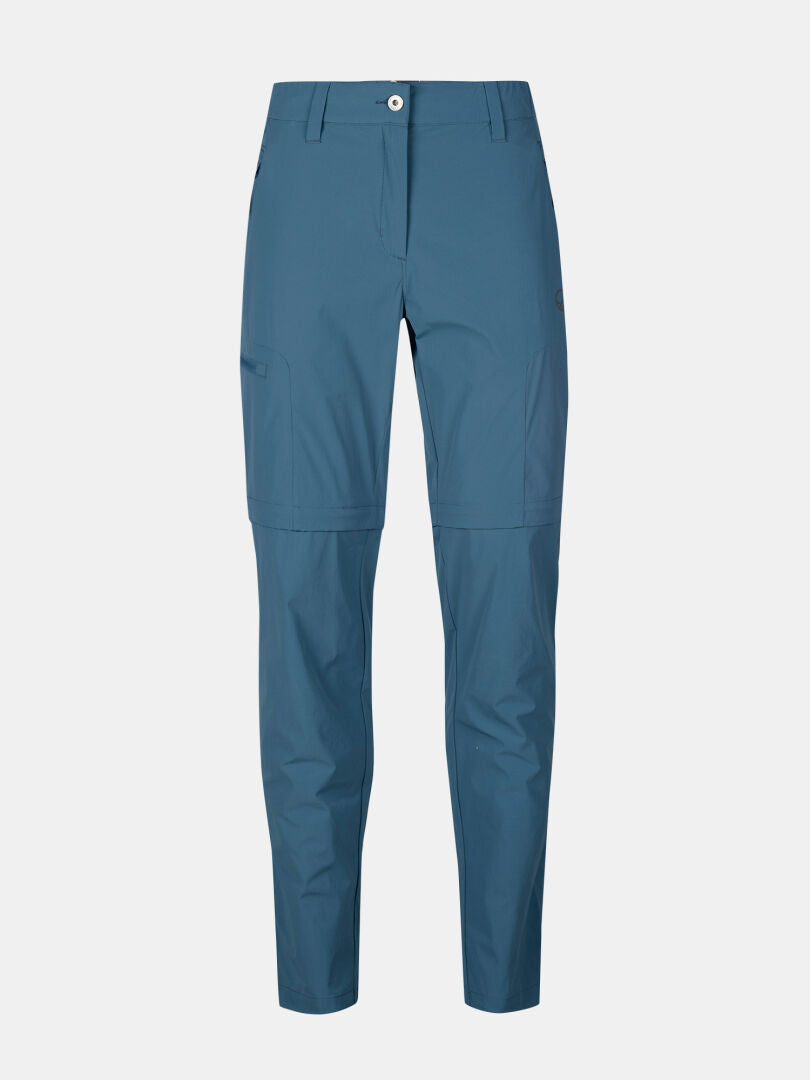 Halti Pallas Cool Stretch Zip-off housut naisten, jossa on vyölenkit, nappikiinnitys, etutaskut ja suorat lahkeet.