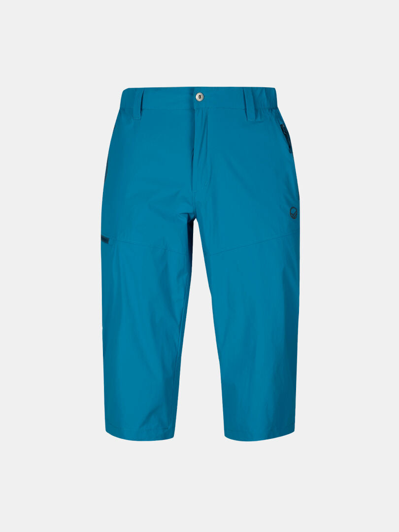 Halti Pallas Cool X-stretch miesten päähineet: kirkkaansiniset, vyölenkit, edessä napitus, vetoketjutaskut, nopeasti kuivuva.