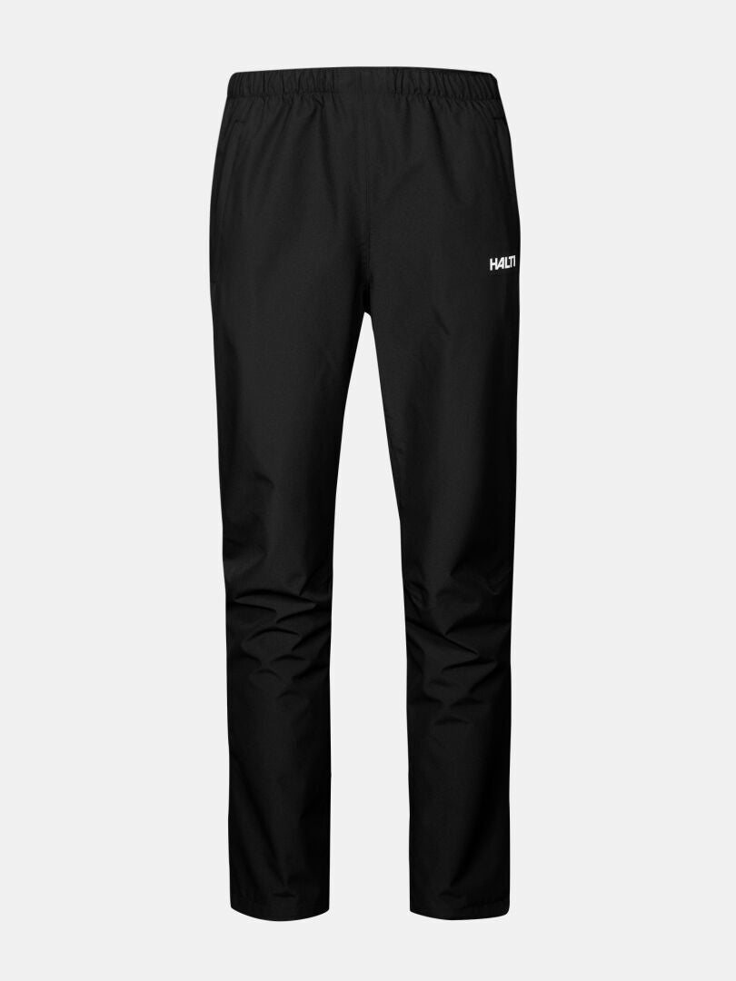 Halti Forter Short DX Kuorihousut Miesten mustat urheiluhousut, joissa on joustava vyötärö ja valkoinen logo yksivärisellä pohjalla.