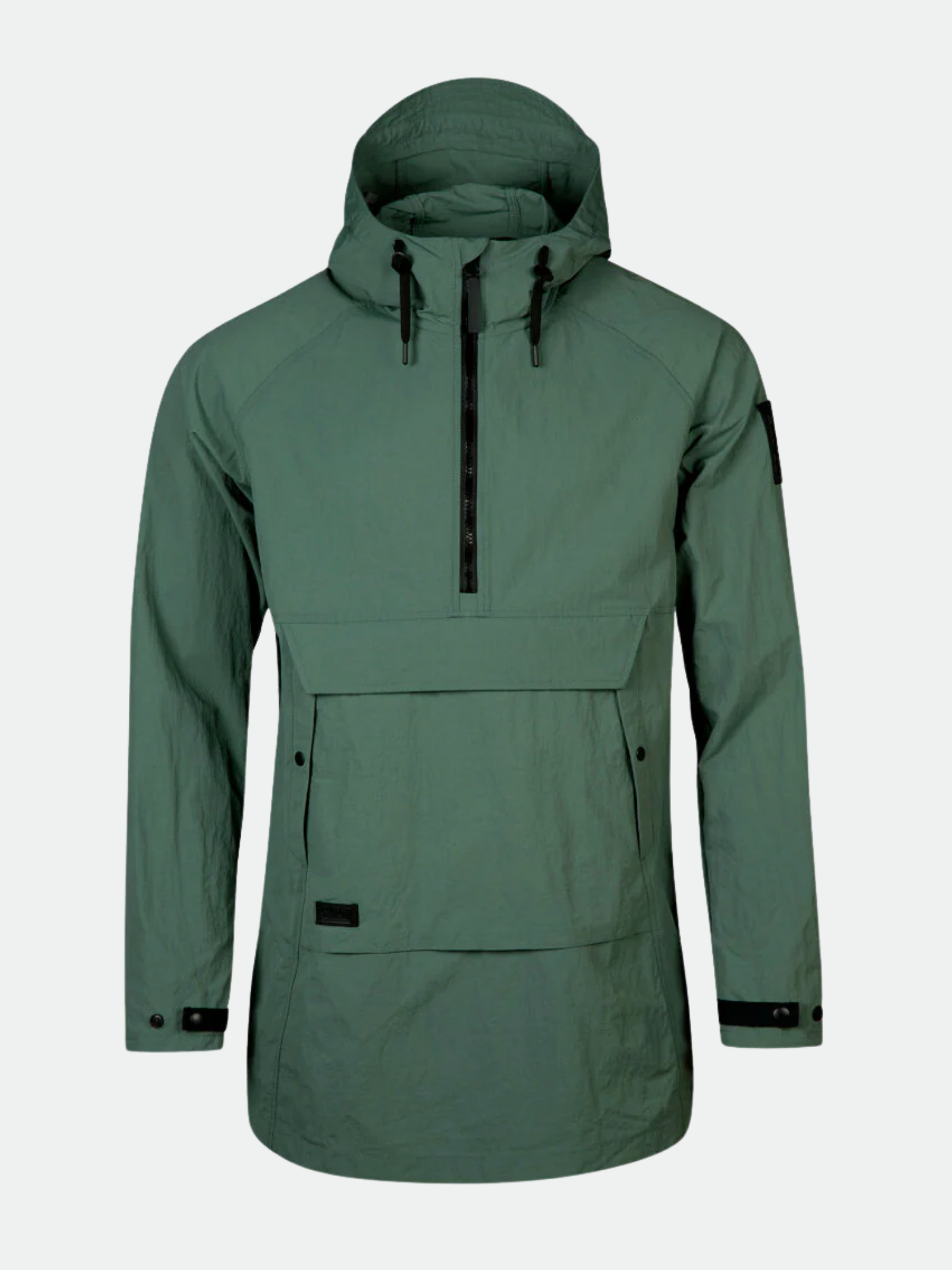 Halti Blosis Unisex Anorakki: oliivinvihreä neulepusero, jossa on vetoketju edessä, iso tasku ja säädettävät hihansuut.