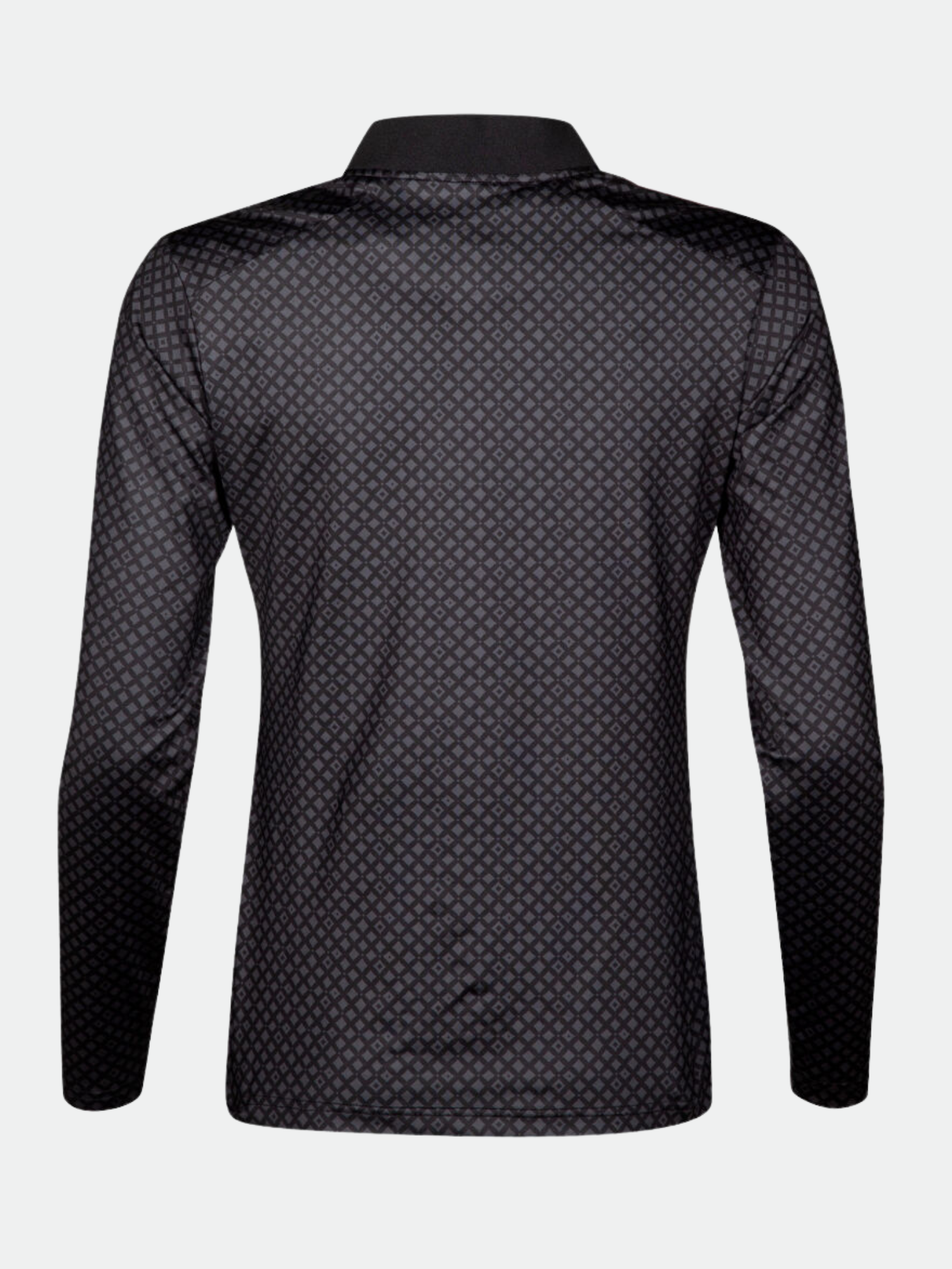 Halti Fairway Naisten Pitkähihainen Paita takaa päin, jossa on pitkät hihat ja tumma geometrinen kuvio.