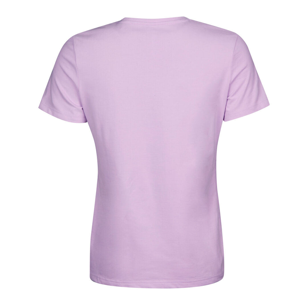 Laventelinvärinen Halti Matka T-paita Naisten on kuvattu takaapäin valkoisella taustalla.
