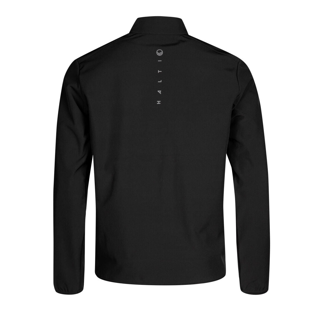 Halti Fore miesten softshell takki takaa kuvattuna, tuulta ja vettä hylkivä materiaali.