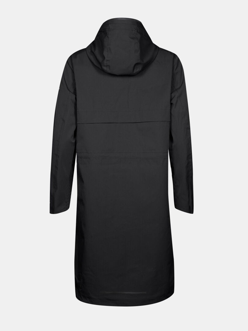 Pitkä musta Halti Tokoi II DX Parkatakki Naisten näytetään takaa valkoista taustaa vasten.