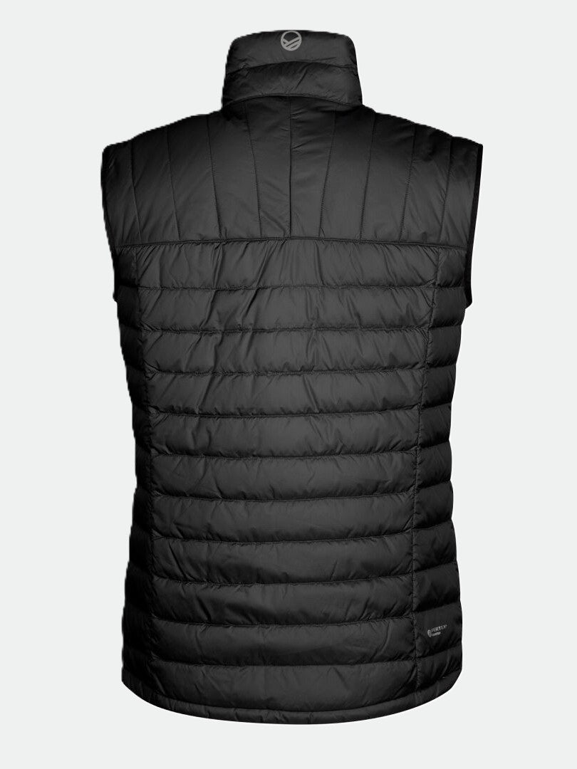 Halti Evolve Lite Kevyttoppaliivi Miesten, musta ja hihaton, kuvattu selästä vaaleanharmaalla pohjalla.