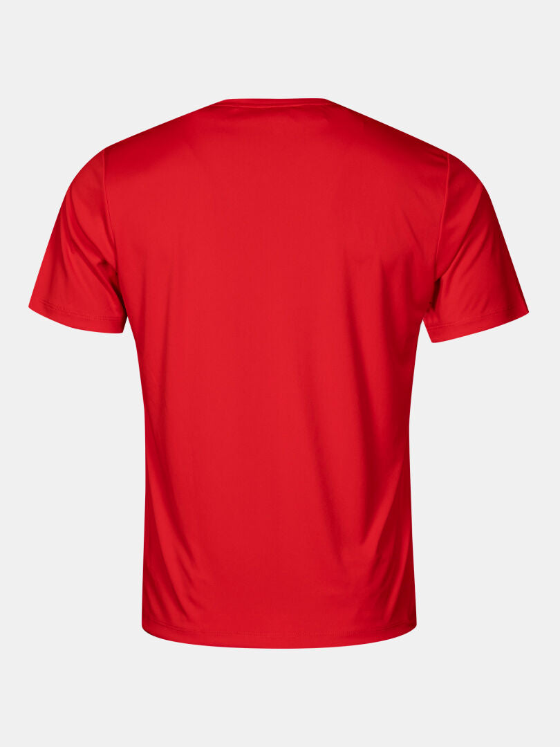 Halti Salves T-paita miesten, kierrätettyä polyesteriä, esillä takaapäin vaaleanharmaalla taustalla.