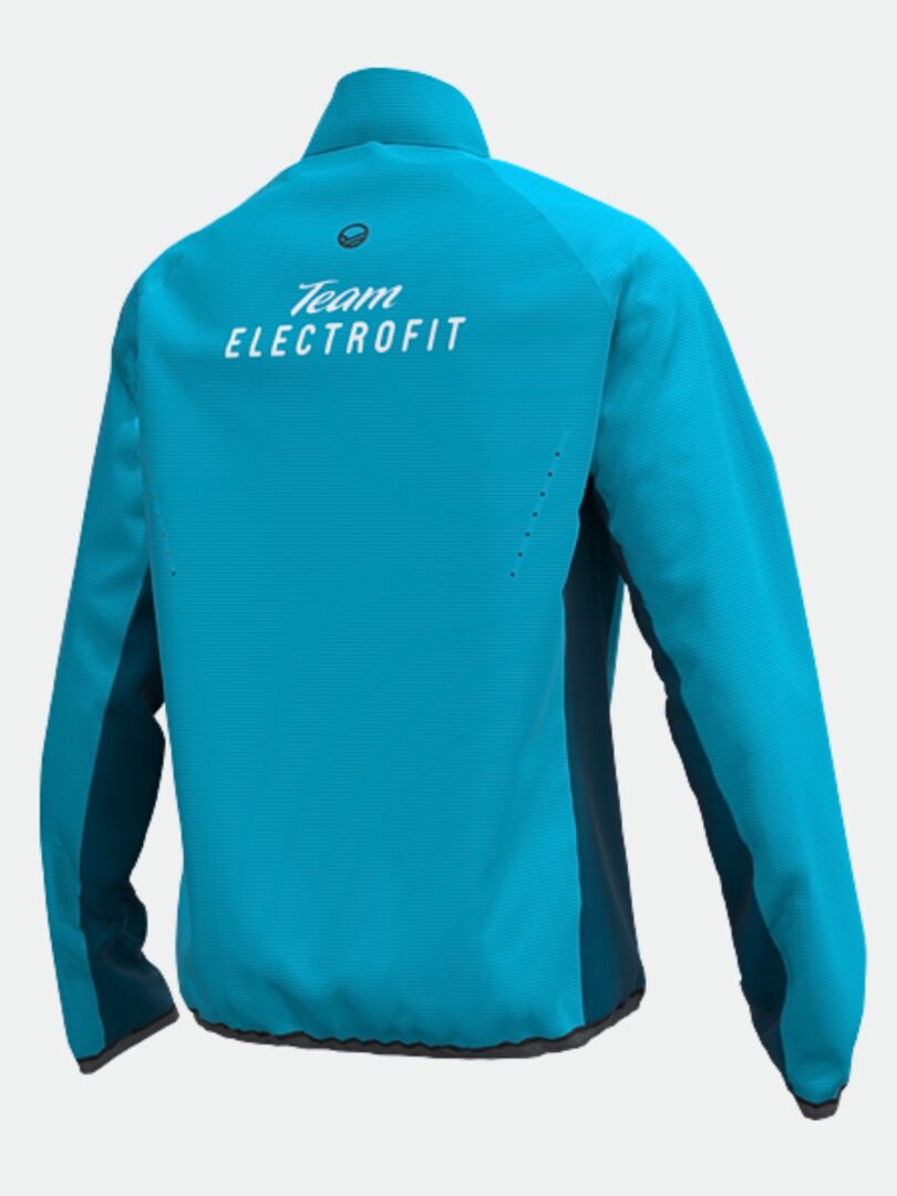 Halti Control Tuulitakki Miesten - Electrofit, sininen, kuvassa selästä, olkapäillä valkoinen Team ELECTROFIT.