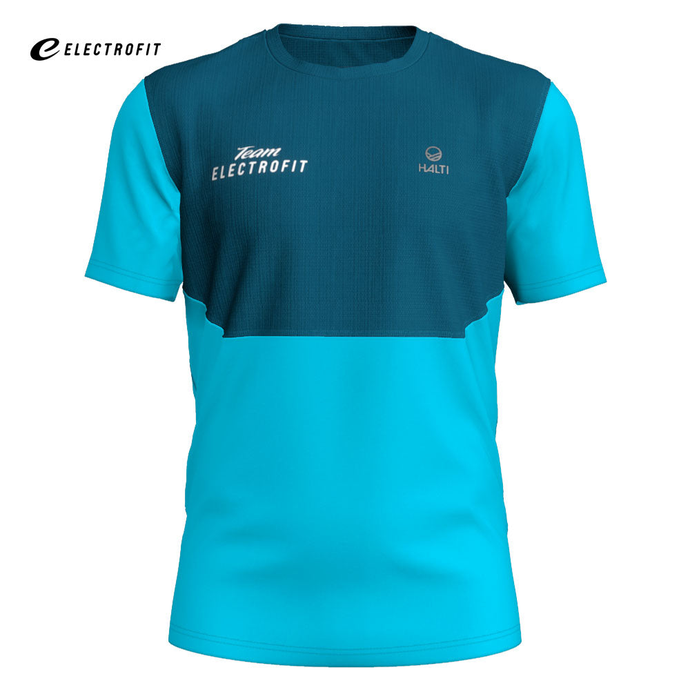 Halti Urbanite Miesten T-paita on sininen lyhythihainen t-paita treeneihin. Se on valmistettu kierrätetystä polyesteristä ja siinä on logodetalji.