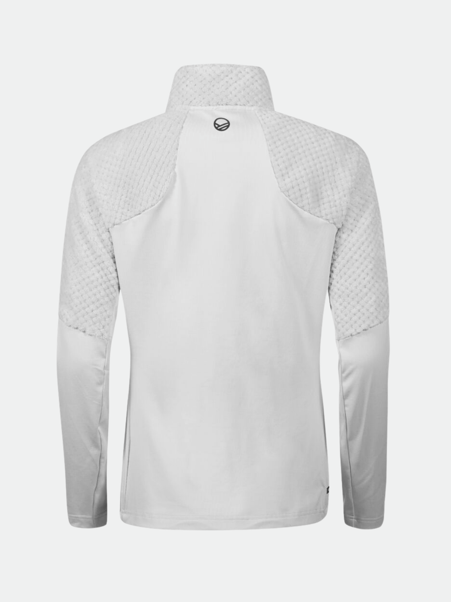 Halti Forceful Naisten Välitakki valkoisella fleecellä, kuvioiduilla olkapäillä/käsivarsilla ja pienellä logolla kauluksen vieressä.