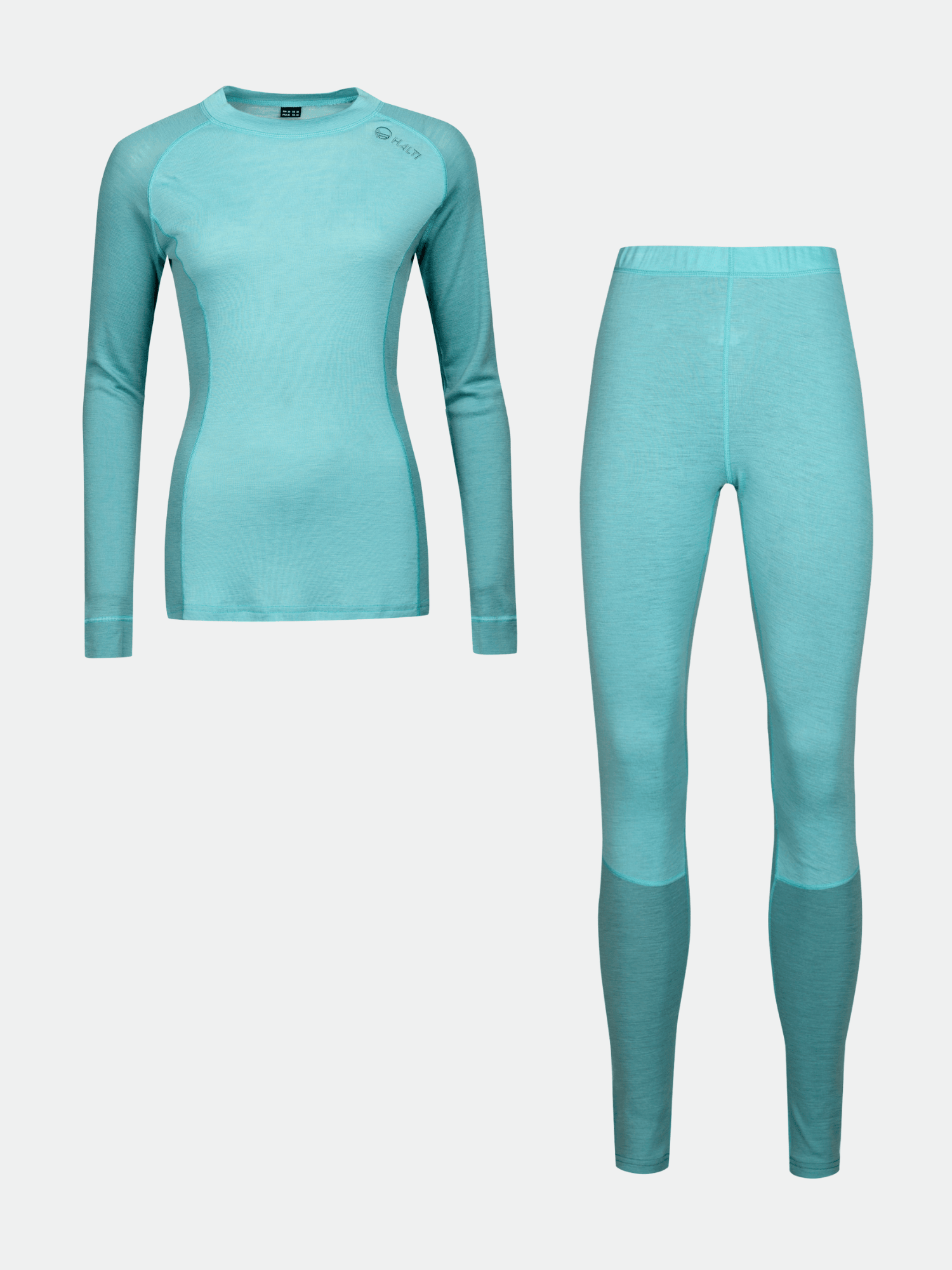 Halti Hossa Merinovillakerrasto Naisten: aqua blue, hienovaraiset saumat, mulesing-vapaa merinovilla base layer set.