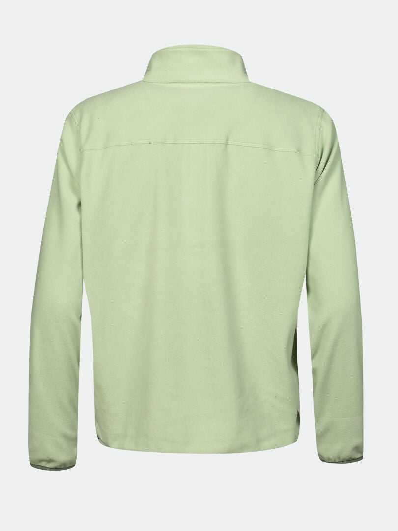 Vaaleanvihreä pitkähihainen Halti Ossia Fleecepaita, kuvassa selästä valkoisella taustalla.