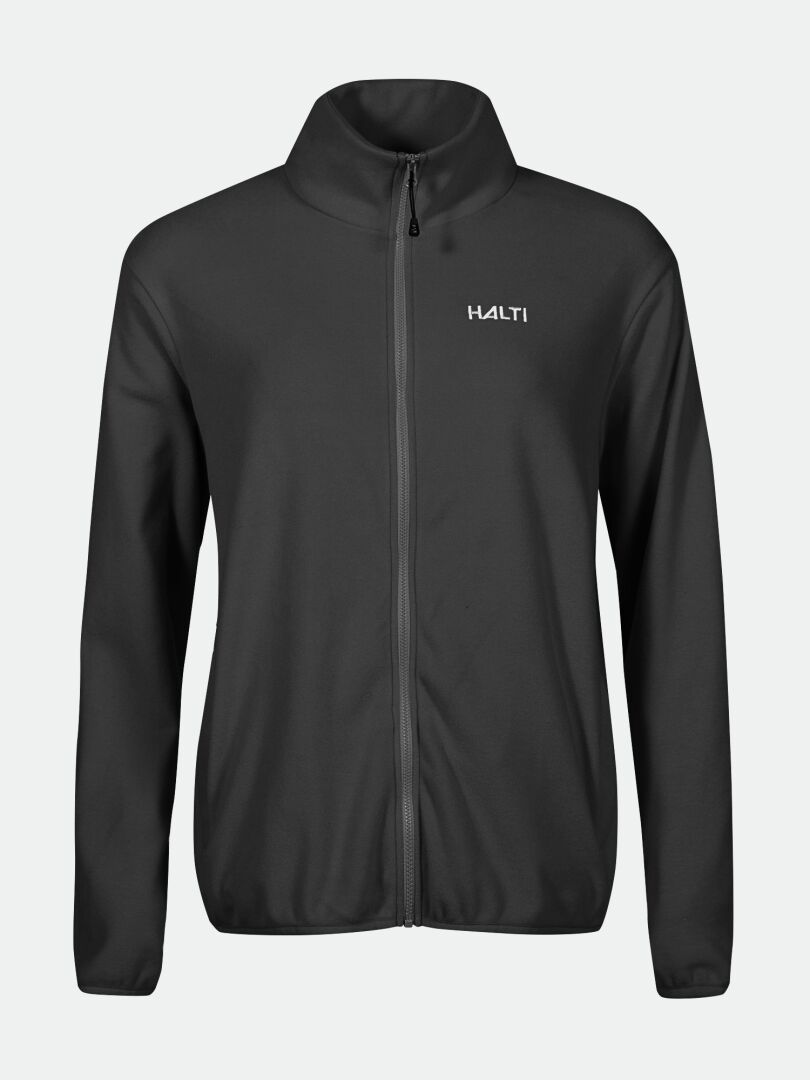Halti Rockmoon Fleecetakki Naisten: musta kokovetoketjullinen fleece, jossa on pystykaulus, ihanteellinen välikerros ulkoiluun.