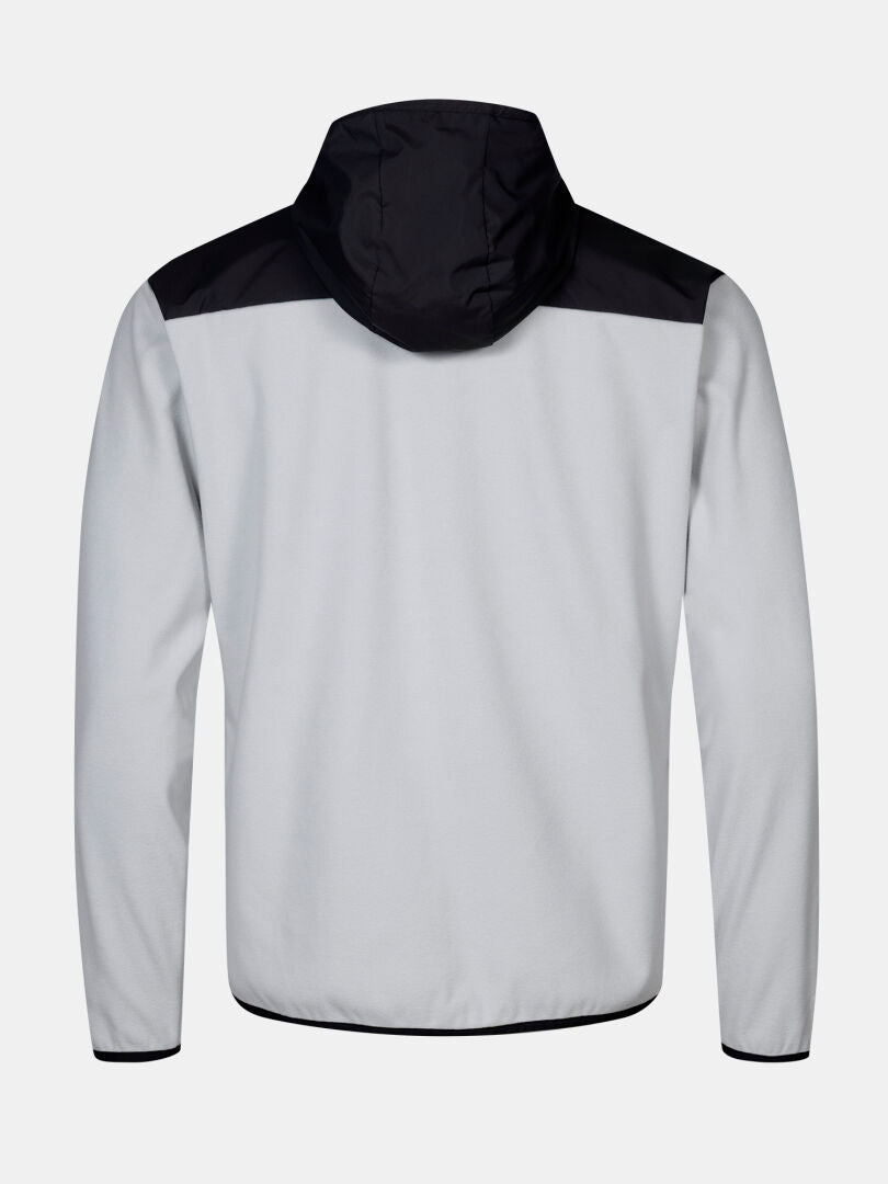 Vaaleanharmaa Halti Rockmoon Fleecehuppari Miesten, jossa on mustia yksityiskohtia, kuvattu takaa valkoisella pohjalla.