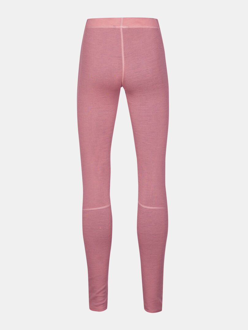 Halti Hossa II Merino Kerrasto Naisten vaaleanpunaiset leggingsit kuvattuna selkäpuolelta-ideaalinen kevyt lämpöalusasu.