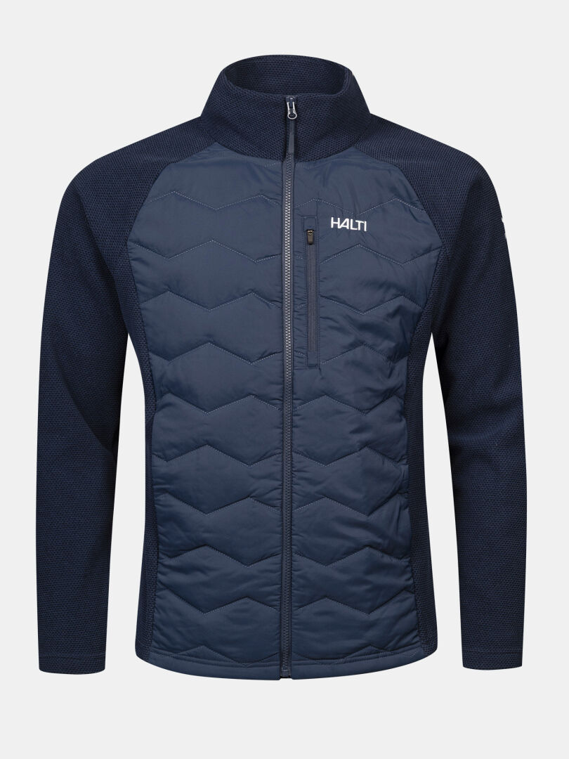 Halti Suomis Hybrid -miesten välitakki, tikattu etuosa, korkea kaulus, rintatasku ja Microtherm® Dynamic -eristys.