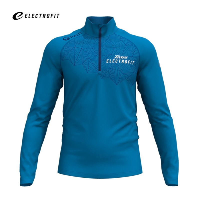 Sininen Halti Crosser Paita Miesten paita, jossa on Team Electrofit -tekniikka, geometrinen kuviointi ja Active Dry -teknologia.