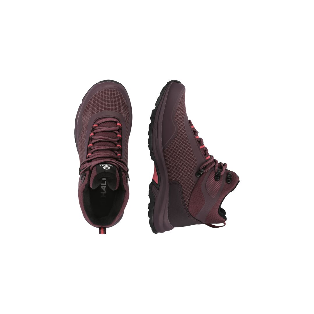 Pari Halti Fara Mid 2 DX naisten ulkoilukenkiä kuvattuna ylhäältä ja sivulta valkoisella pohjalla.