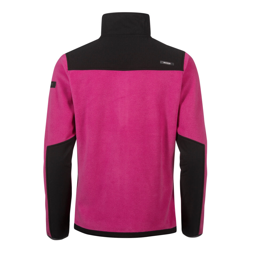 Halti Pioneering Naisten Fleecetakki, magenta/musta, värikuvioitu, kierrätetty polyesteri fleece, takakuva.
