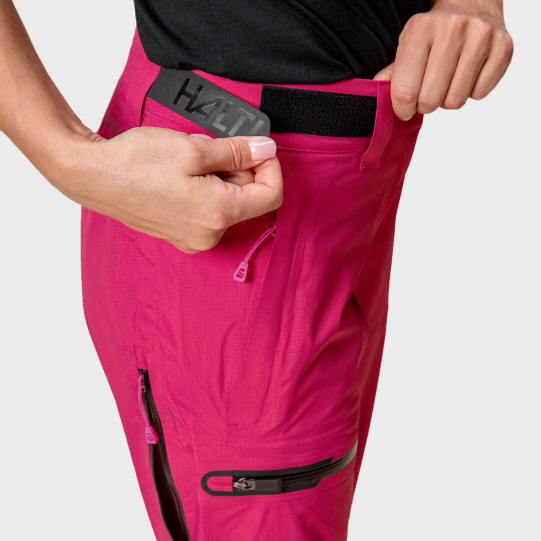 Halti Alpine 3L DrymaxX Kuorihousut Naisten Pinkki - Laskettelu - Lumilautailu - Ski Touring - Women's Shell Pants - Skiing - Snowboarding - Pink - Detail