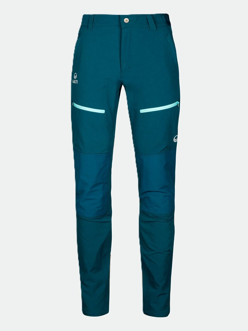 Halti Pallas III Warm X-stretch ulkoiluhousut naisille, tiilenpunainen/tummansininen, vetoketjulliset taskut, nivelpolvet.