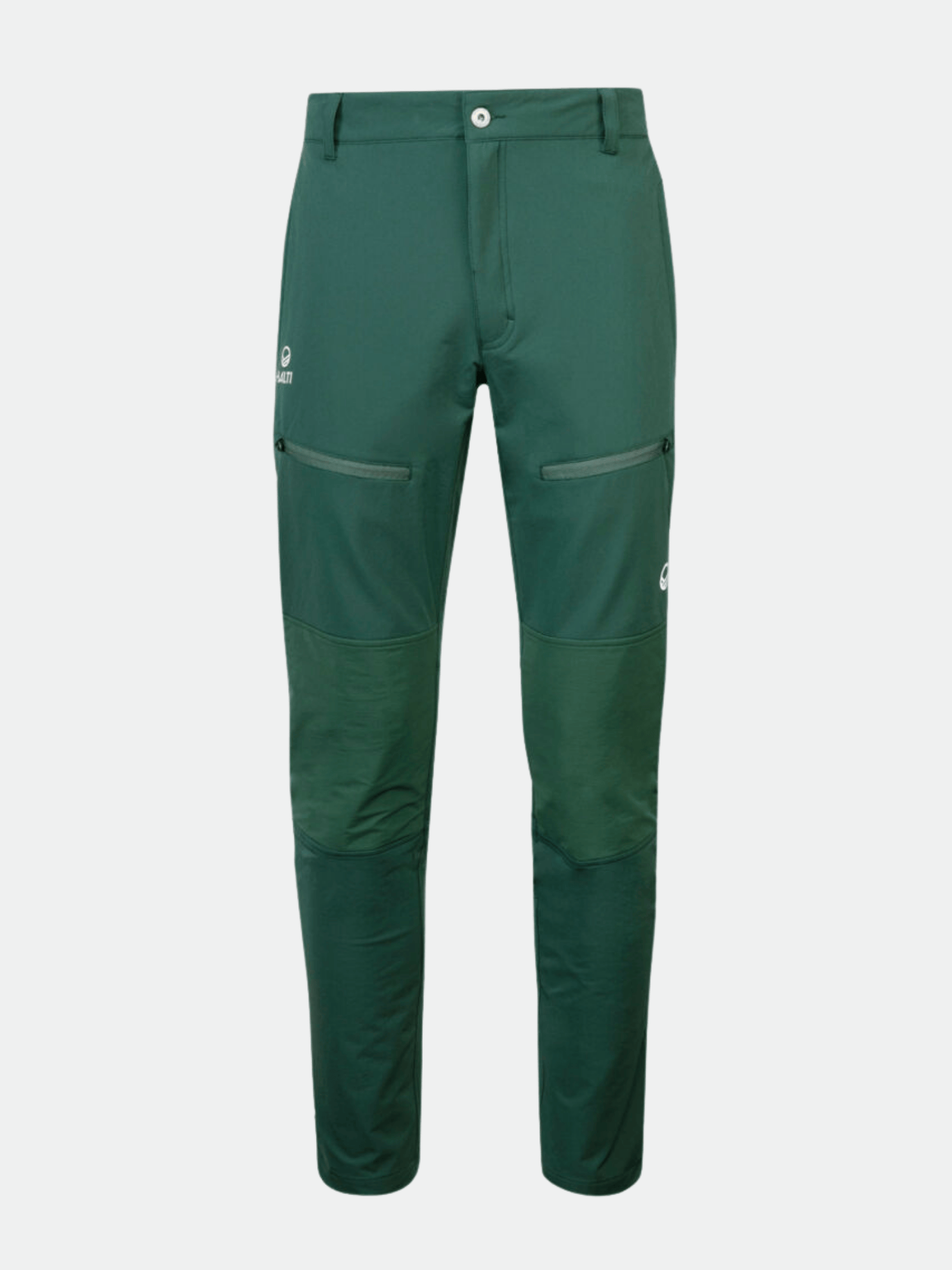 Halti Pallas III Warm X-stretch miesten housut, metsänvihreät, reisitaskuilla ja muotoilluilla polvilla.