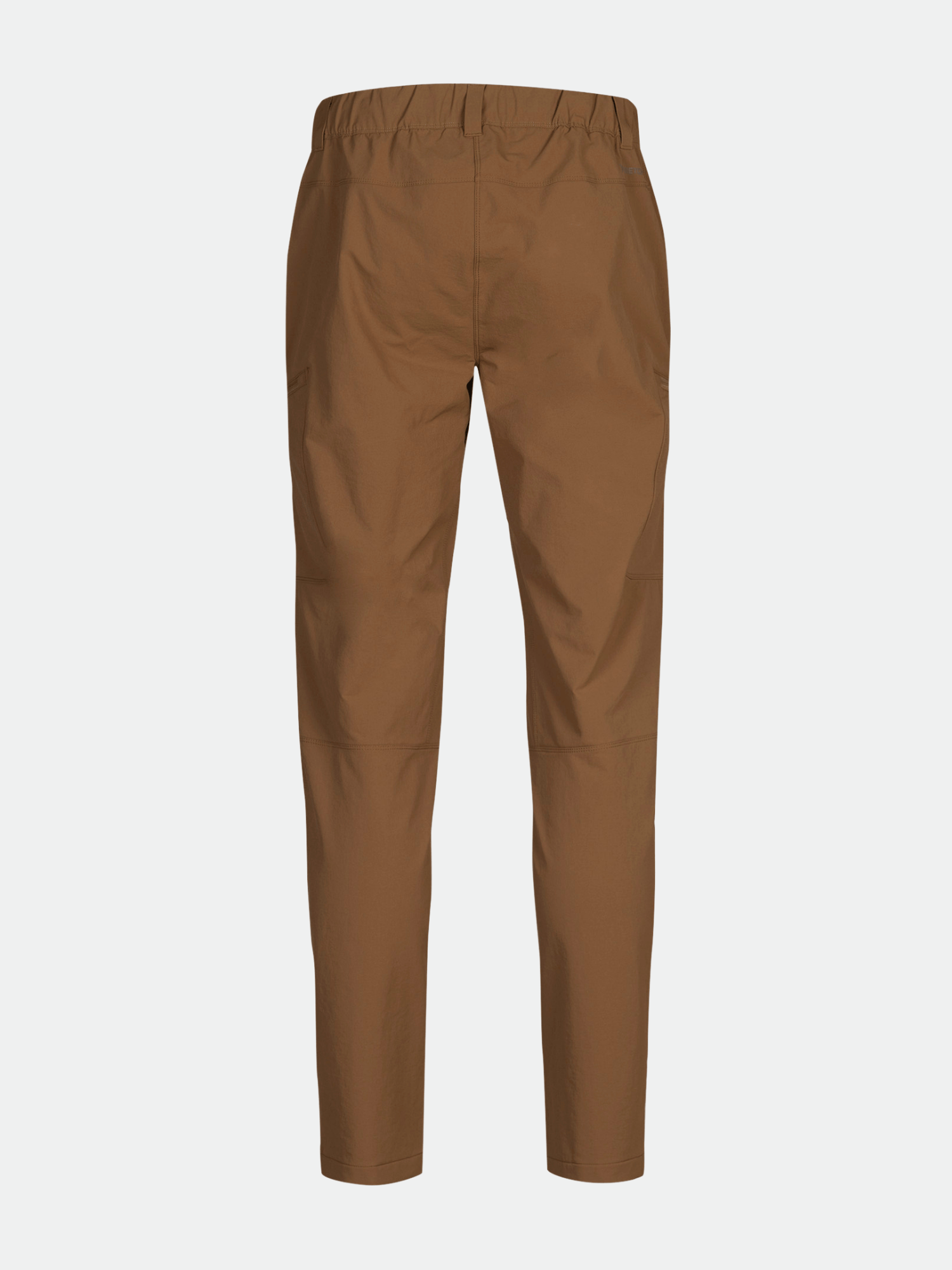 Halti Pallas Evo Brushed X-stretch Ulkoiluhousut Miesten, ruskeat suoralahkeiset, joustava vyötärö, kuvassa takaa.
