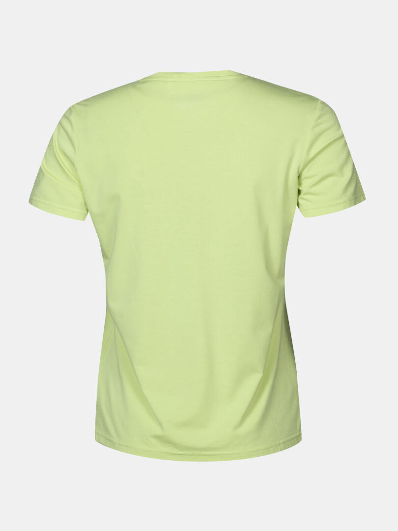 Halti Kalteva T-paita Naisten selkämys, vaaleanvihreä, lyhythihainen, valkoisella pohjalla.