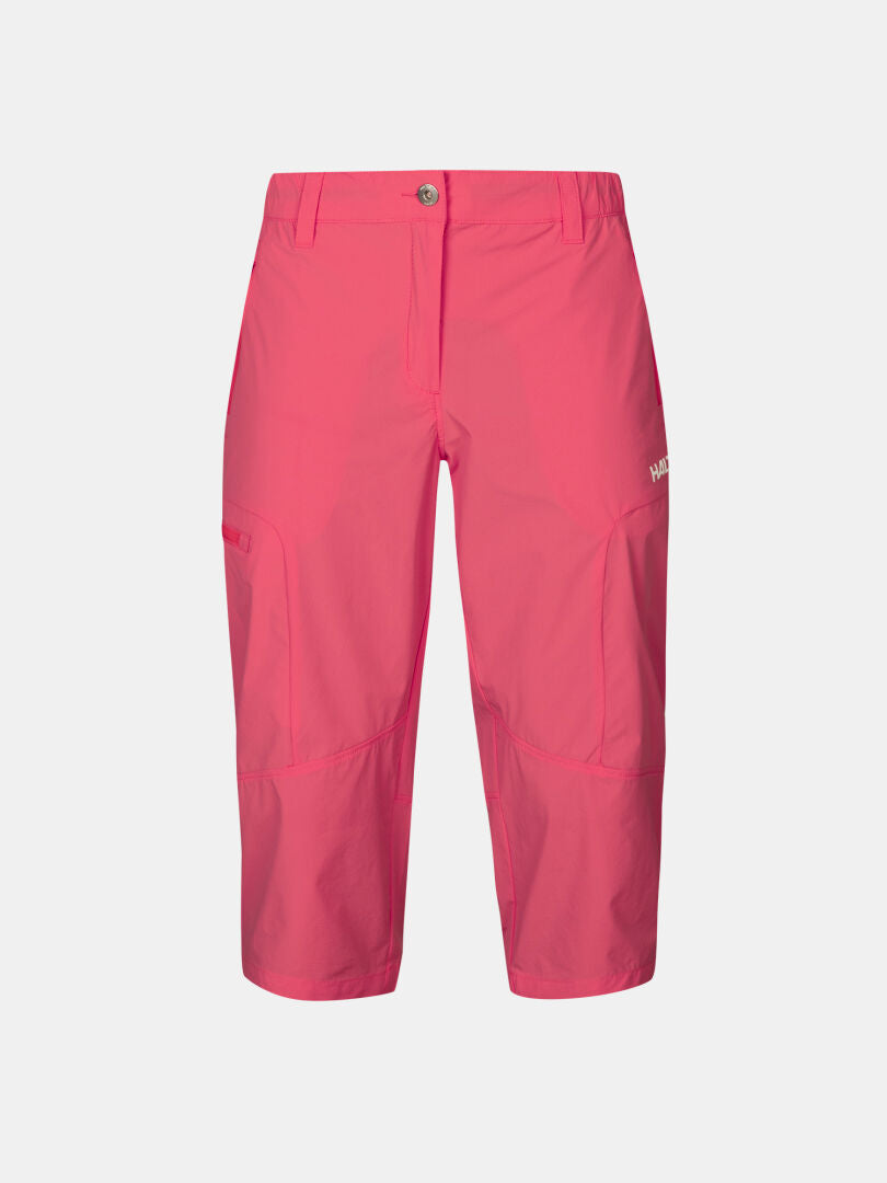 Halti Pallas Cool X-stretch -caprit naisille: vyölenkit, napitus, taskut, nopeasti kuivuva joustava materiaali.