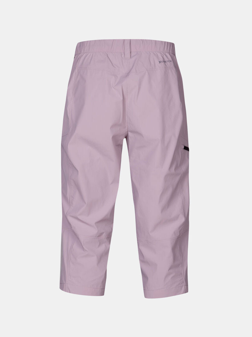 Halti Pallas Cool X-stretch Naisten caprit, vaaleanvioletti, joustava vyötärönauha, mustat taskukohdat, kuivuvat nopeasti.