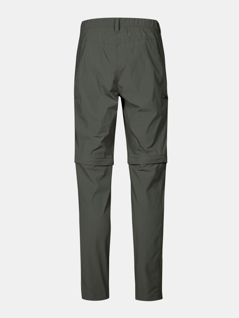 Halti Pallas Cool Stretch Zip-off Housut Miesten, harmaa, irrotettavilla jaloilla varustettu takakuva valkoisella pohjalla.