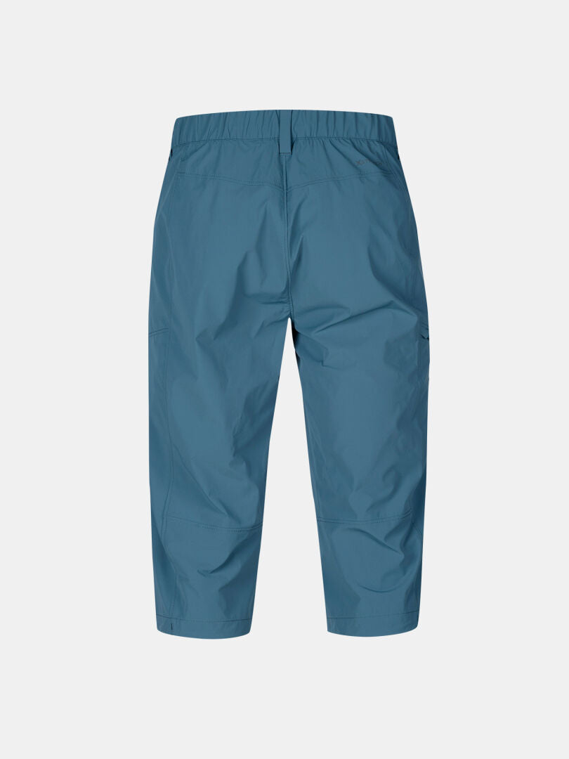 Halti Pallas Cool X-stretch Caprit Miesten, tiansininen, UPF 90+, joustava vyötärö, selkämys, vaalealla pohjalla.