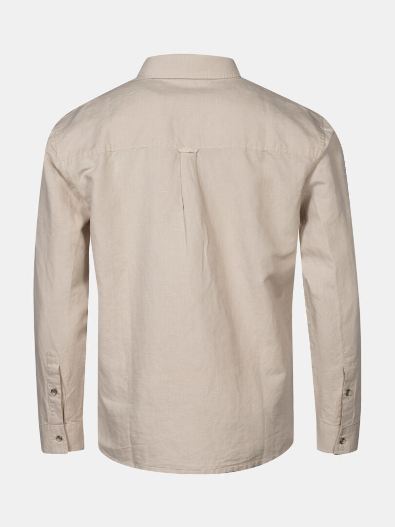 Halti Notsgi Pitkähihainen Paita Miesten, beige, kuvassa selkäpuolelta, päärme ja laskos.