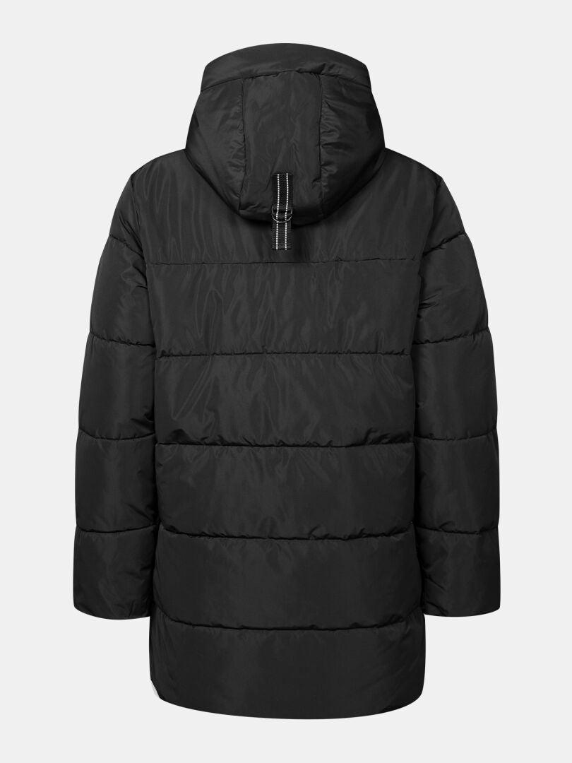Halti Leinikko Puffer Parka Naisten – hupullinen DrymaxX®-talvitakki, jossa on vaakasuuntaiset ompeleet ja vetokieleke.