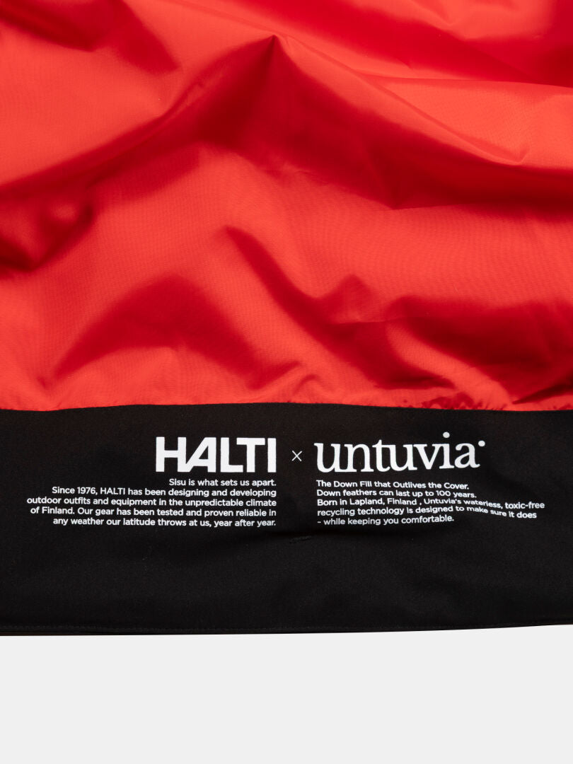 Lähikuva Halti 1976 Down Parka Unisex, lämmin Halti-takki koleisiin päiviin.