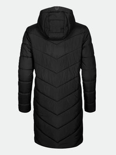 Halti Komu Pitkä Kevytvanuparka Plus Naisten selkäpuolelta kuvattuna vaaka- ja chevron-tikkauksella.