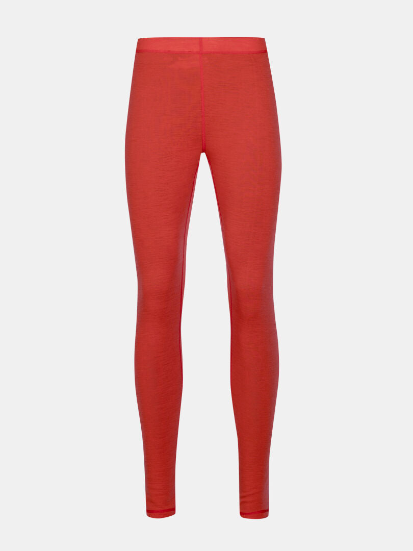 Halti Neva Merino Kerrasto Naisten punaiset täyspitkät legginsit, edestä, tavalliset, ei logoja tai kuvioita.